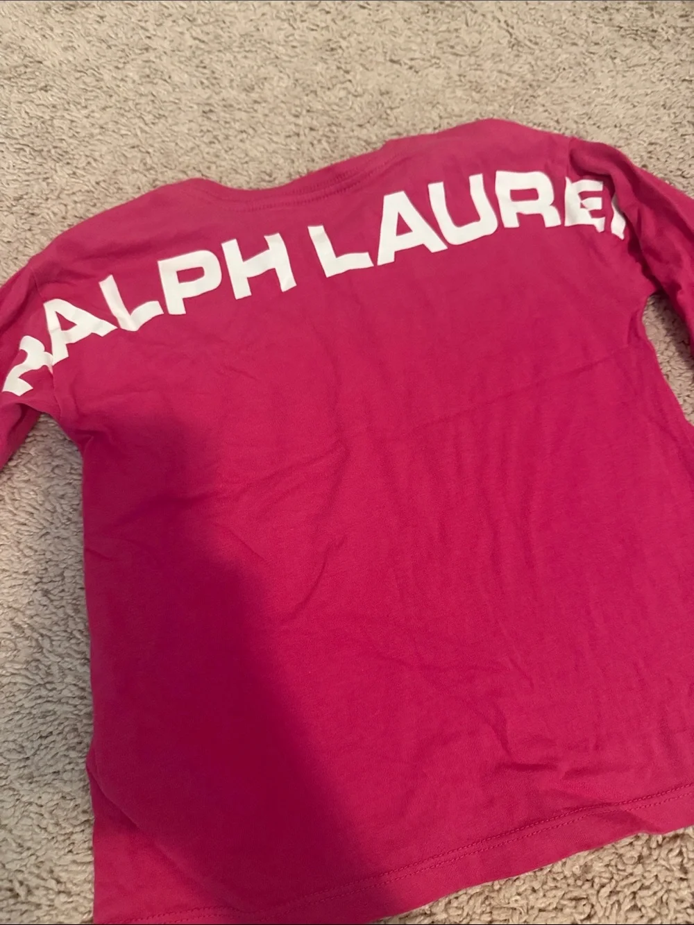 Ralph Lauren Girls' Pink Long-Sleeve Polo Tee with Light Blue Floral Sweater